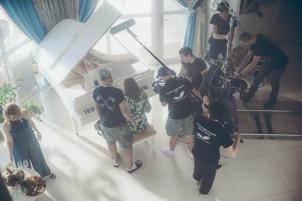 EasyLiving Films crew preparing gear for a drone video production session in Thailand.